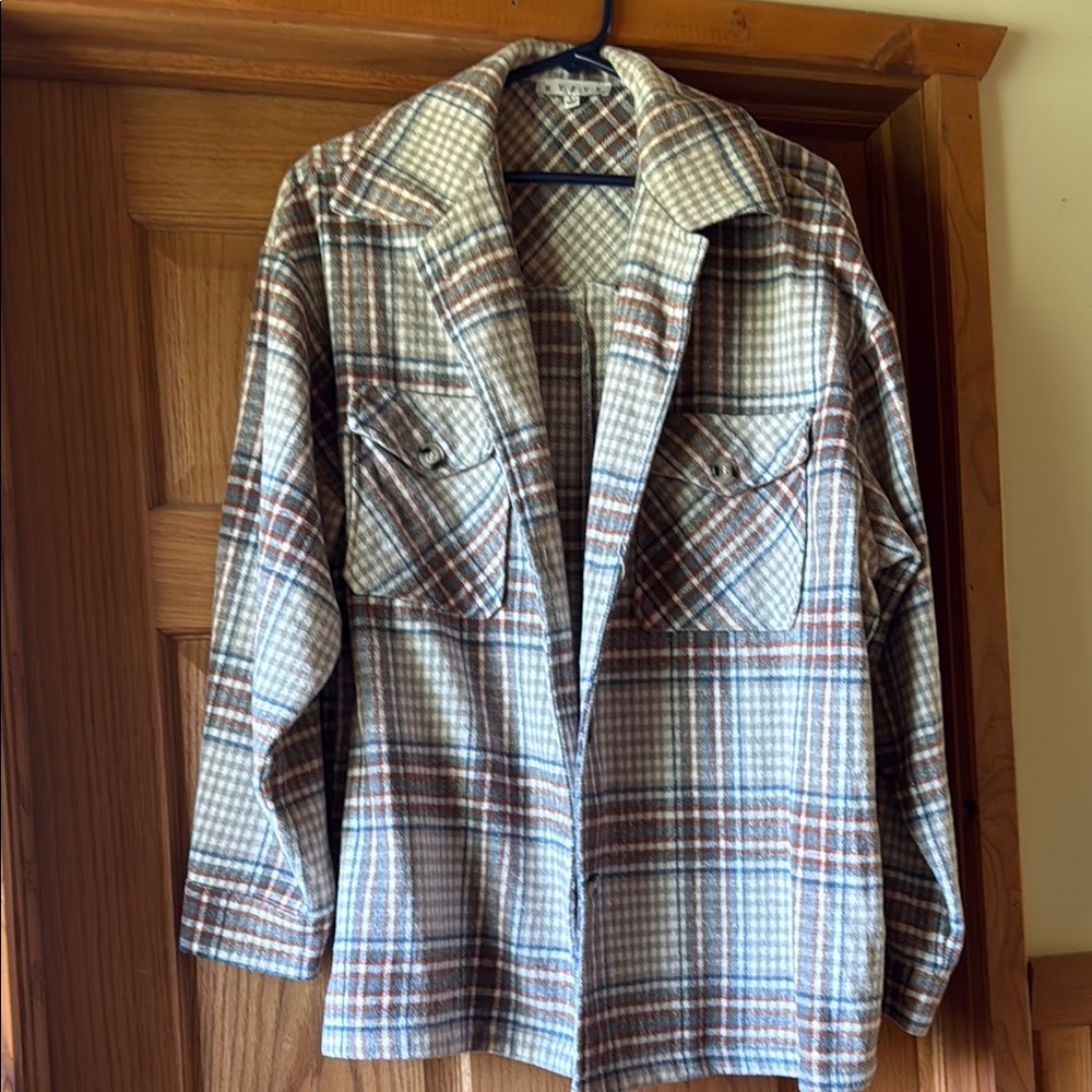 Gray and Brown Utility Jacket with Classic Lapel and Relaxed Fit
